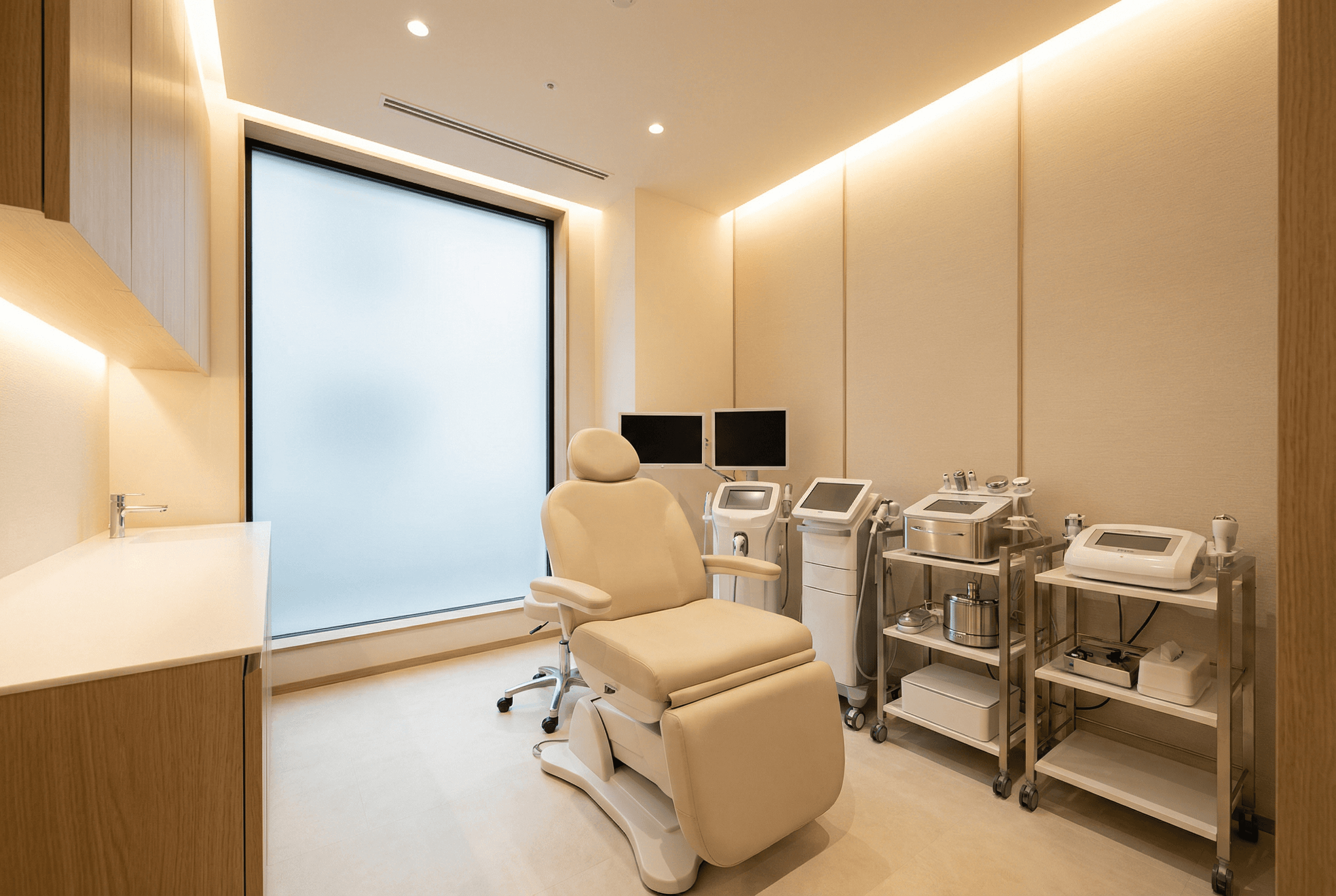 美容クリニックの清潔感のある院内・受付のイメージ